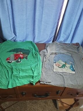 Cat & Jack Green Long-Sleeve Tee with Red Truck Graphic